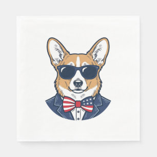 Serviette En Papier Lunettes de soleil Corgi patriotiques Art vectorie