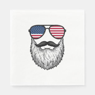 Serviette En Papier Lunettes de soleil de barbe patriotique vintage T-