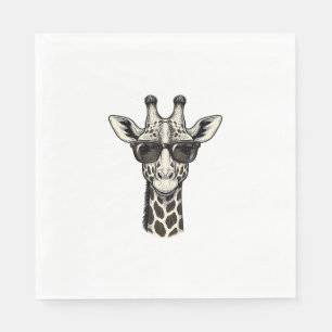 Serviette En Papier Lunettes de soleil de girafe cool T-shirt de gravu