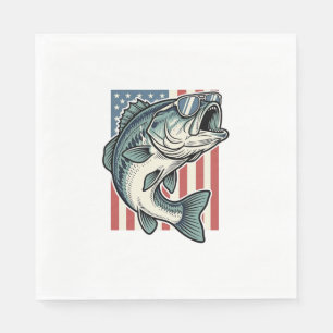Serviette En Papier Lunettes de soleil de pêche à la basse patriotique