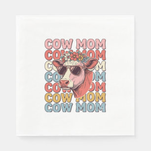 Serviette En Papier Lunettes de soleil rétro Cow Mom gravure vintage D