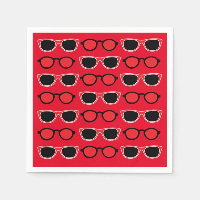 Serviette En Papier Lunettes de soleil rouge noir Summer Beach Pool Pa (Devant)
