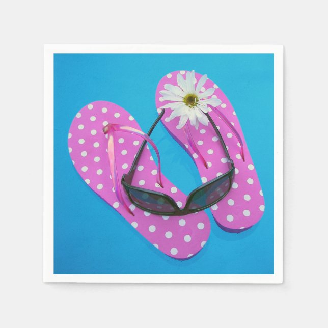Serviette En Papier Lunettes De Soleil Sur Polka Dot Flip-flops (Devant)
