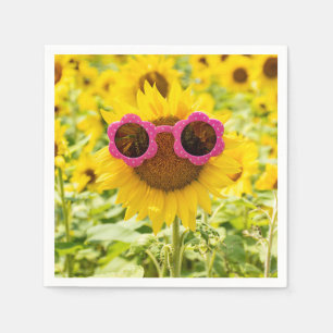 Serviette En Papier Lunettes De Soleil Sur Tournesol