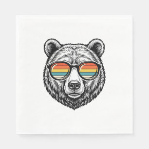 Serviette En Papier lunettes de soleil vintage ours graphisme vectorie