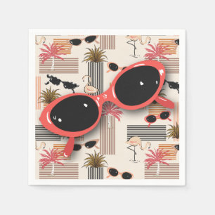 Serviette En Papier Lunettes de soleil Vintages rétro Flamants roses P