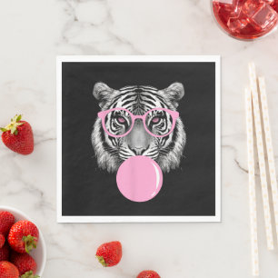 Serviette En Papier Lunettes de Tigre pour Femmes Drôles et Bubble Gum