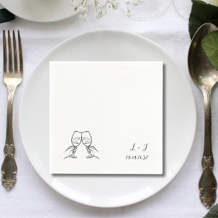 Serviette En Papier Lunettes de vin personnalisées Monogramme Papier M