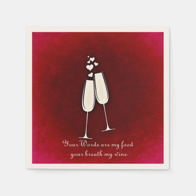 Serviette En Papier Lunettes de vin romantique Saint Valentin Napkin (Devant)