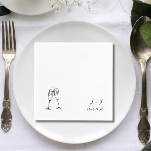 Serviette En Papier Lunettes de vin Whimsical Personnalisées Initiales