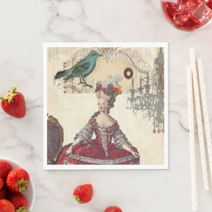 Serviette En Papier Lustre de Paris Marie Antoinette Vintage Français