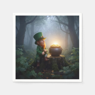 Serviette En Papier Lutrin irlandais avec un pot d'or