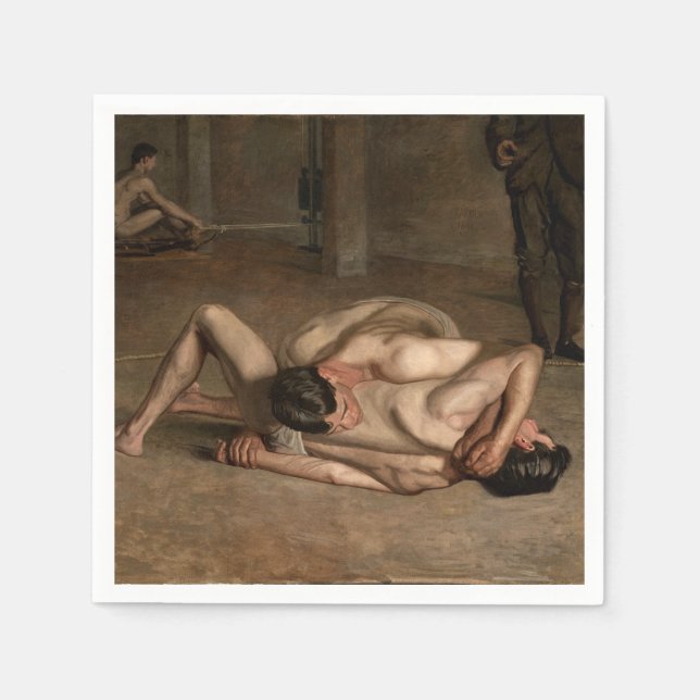 Serviette En Papier Lutteurs (par Thomas Eakins) (Devant)