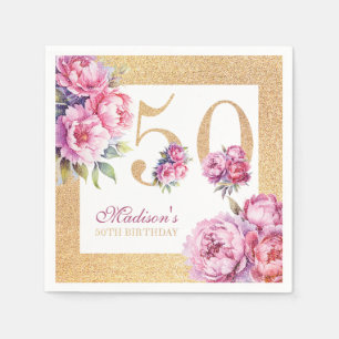 Serviette En Papier Luxe Custom 50e anniversaire Pink Gold Parties sci