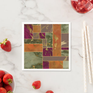 Serviette En Papier Luxe d'automne Joyau d'or géométrique Marbre de