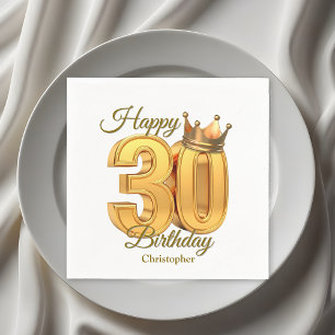 Serviette En Papier Luxe Elégant Golden Royal Crown 30e anniversaire