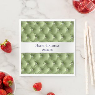 Serviette En Papier Luxe Glam Sage Green Faux Velvet