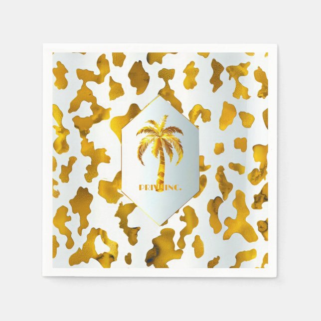 Serviette En Papier Luxe Gold Palm Safari Chic Party (Devant)