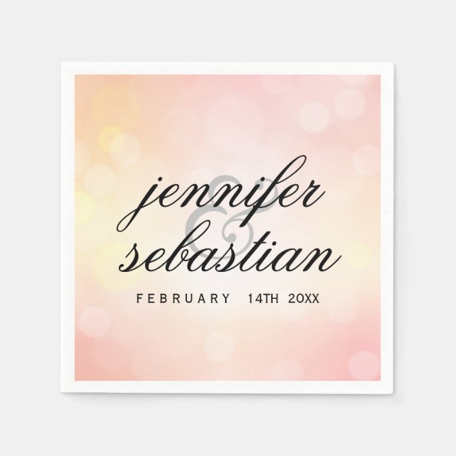 Serviette En Papier Luxe parties scintillant rose MARIAGE MONOGRAM (Devant)