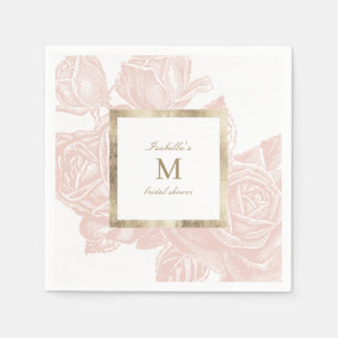 Serviette En Papier Luxe rose blush or vintage douche nuptiale