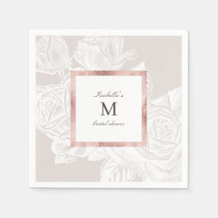 Serviette En Papier Luxe rose or vintage botanique douche à nuptiale