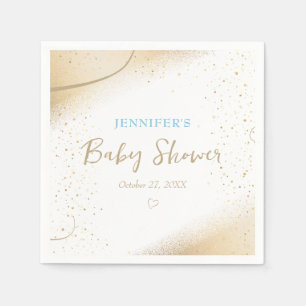 Serviette En Papier Luxueux Baby shower Gold & Blue Boy