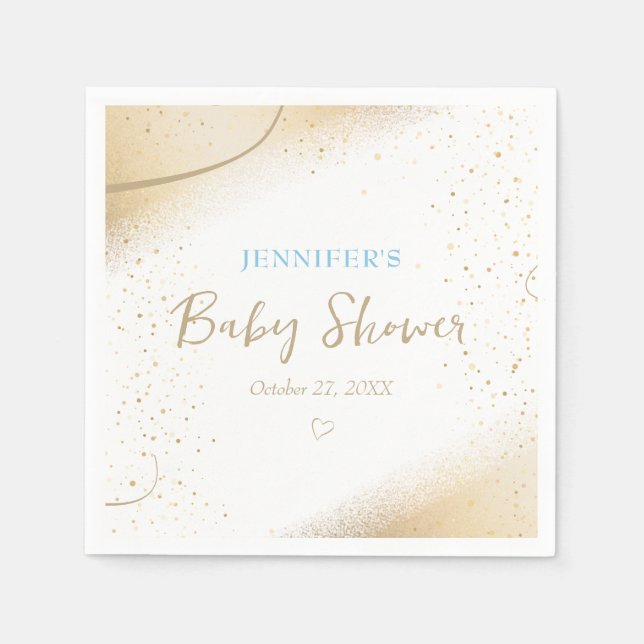 Serviette En Papier Luxueux Baby shower Gold & Blue Boy (Devant)