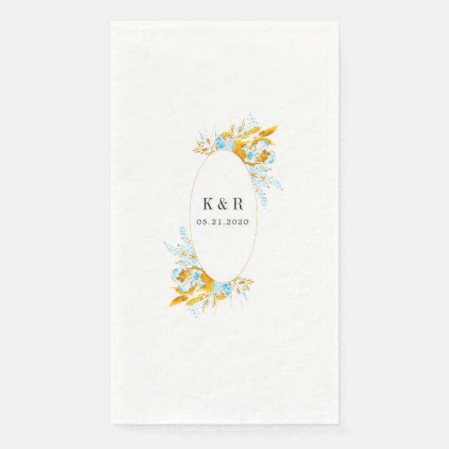 Serviette En Papier luxueux papier mariage couleur or turquoise (Devant)