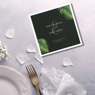 Serviette En Papier Luxueux Tropical Watercolor Palm Feuille Mariage