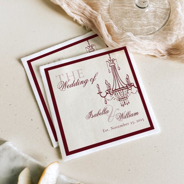 Serviette En Papier Luxury dark Red Old Money Wedding chandelier (Créateur téléchargé)