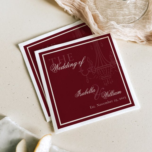 Serviette En Papier Luxury dark Red Old Money Wedding chandelier (Créateur téléchargé)