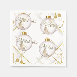Serviette En Papier Luxury Gold & White Christmas Bauble