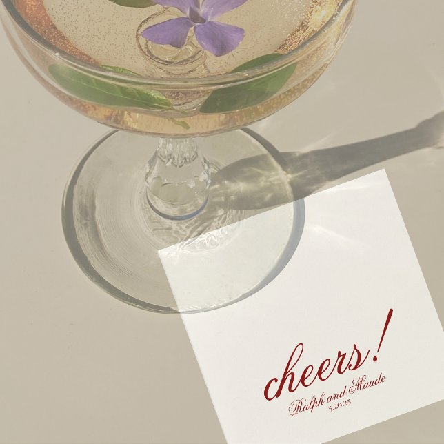 Serviette En Papier Luxury Red Cheers Elegant Personalized Wedding (Luxury Classic Red Wedding Suite Theme with options to personalize for your special day.)