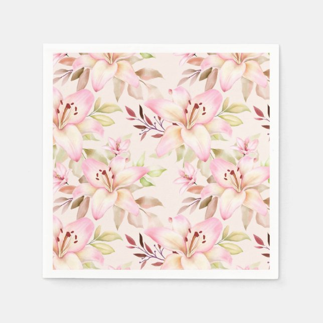 Serviette En Papier Lys roses (Devant)