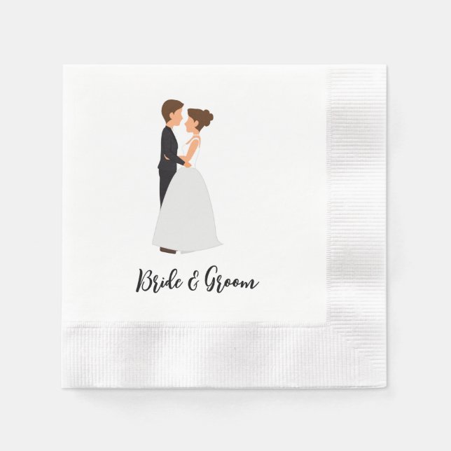 Serviette En Papier M. et M. Mariage Mariée et couple de chambre (Devant)