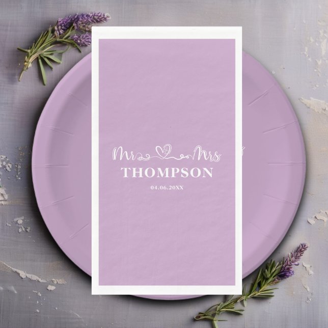 Serviette En Papier M. et Mme Elegant Simple | Lilac Purple (Créateur téléchargé)