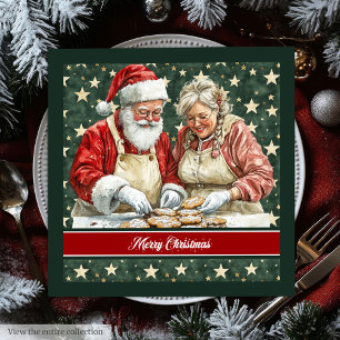 Serviette En Papier M. et Mme Santa Claus Cuisine Aquarelle Napkin