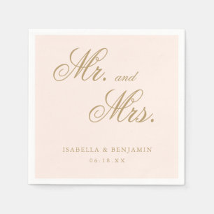 Serviette En Papier M. et Mme Simple Elegant Gold Blush Mariage