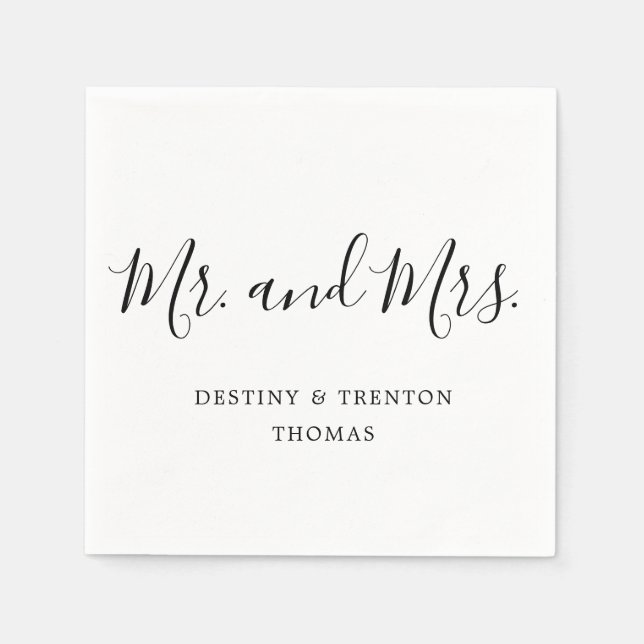 Serviette En Papier M. et Mme Simple Elegant Script Mariage (Devant)