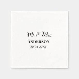 Serviette En Papier M. & Mme ajouter nom de famille date année mariage