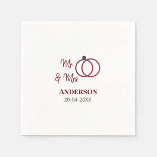 Serviette En Papier M. & Mme ajouter nom de famille date année mariage