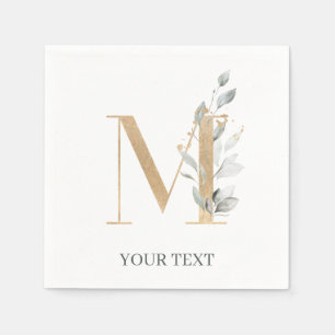 Serviette En Papier M Monogramme Floral Personnalisé