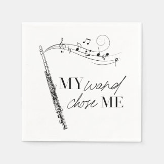 Serviette En Papier Ma baguette M'a choisie Flûte Typographie noir & b