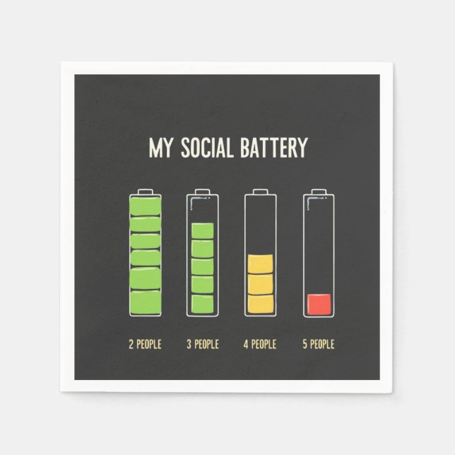 Serviette En Papier Ma batterie sociale introvertit l'Humour social (Devant)