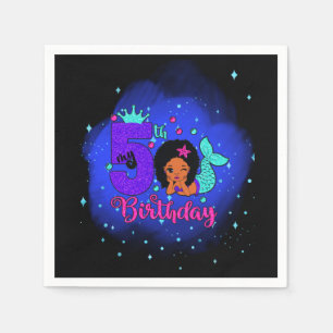 Serviette En Papier Ma sirène du 5e anniversaire