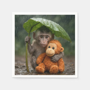 Serviette En Papier Macaque singe avec orang-outan orange