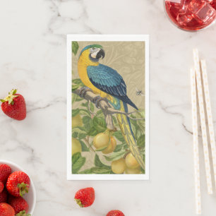 Serviette En Papier Macaw Blue Jaune Tropical Jungle Antique