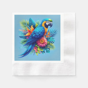 Serviette En Papier Macaw tropicale bleue et colorée