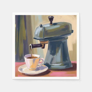 Serviette En Papier Machine à café antique latte aquarelle