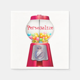 Serviette En Papier Machine à gumball bublegum vintage joli parti roug